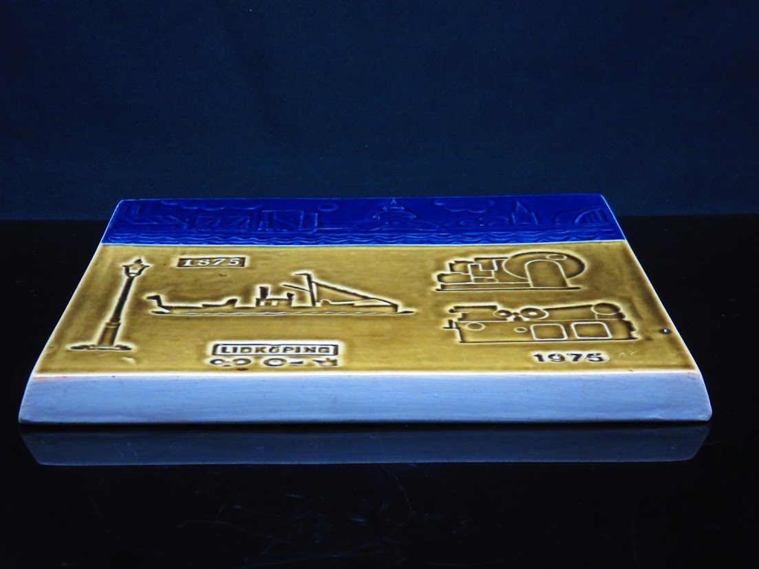 Rorstrand/ロールストランド Carl-Harry Stalhane/カールハリースタルハーネ Lidkopings Mekaniska Verkstads AB設立100年記念 陶板