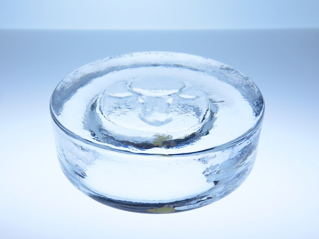 BODA/ボダ Erik Hoglund/エリック・ホグラン アッシュトレイ 牛 クリア 灰皿 丸 9cm BODAシール付き カットサインあり