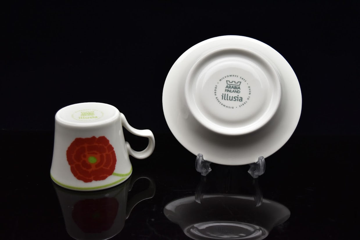 希少 ARABIA/アラビア illusia/イリュージア Fujiwo Ishimoto/石本藤雄 Heikki Orvola/へイッキオルヴォラ コーヒーカップ&ソーサー [1]