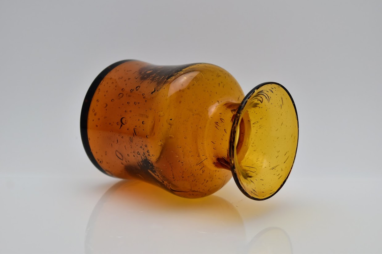 Boda/ボダ Erik Hoglund/エリックホグラン アンバー カットサインあり フラワーベース ベース 花瓶 H13cm