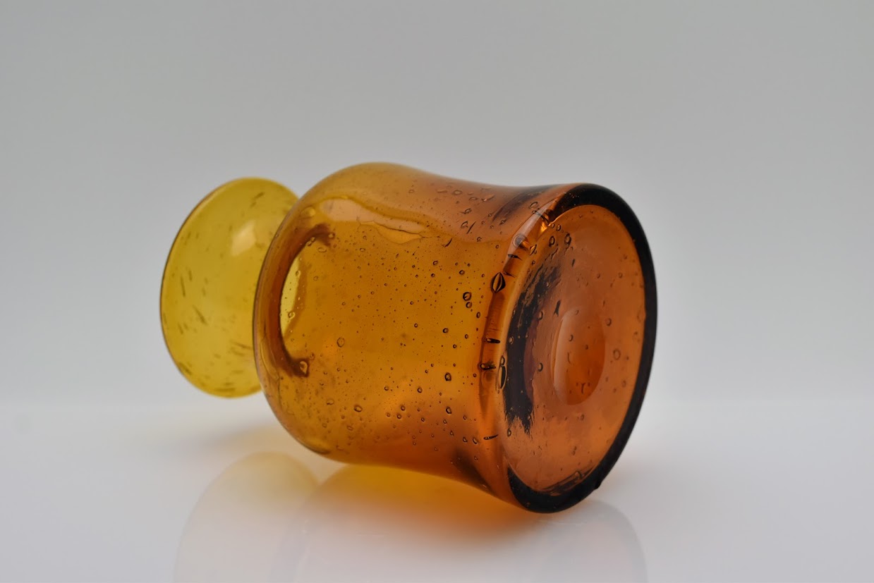 Boda/ボダ Erik Hoglund/エリックホグラン アンバー カットサインあり フラワーベース ベース 花瓶 H13cm