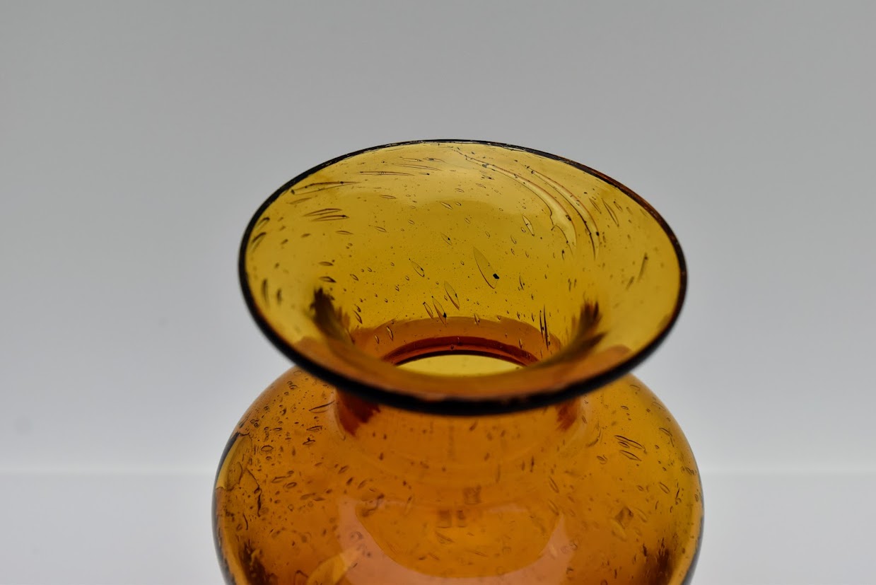 Boda/ボダ Erik Hoglund/エリックホグラン アンバー カットサインあり フラワーベース ベース 花瓶 H13cm
