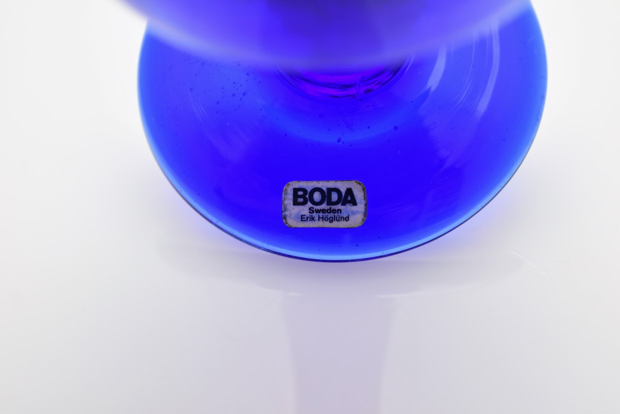 Boda/ボダ Erik Hoglund/エリックホグラン ベース フラワーベース 花瓶 ブルー H17cm カットサイン有 ブランドシール有