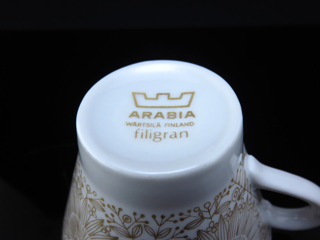 ARABIA/アラビア Filigran/フィリグラン Raija Uosikkinen/ライヤ・ウオシッキネン コーヒーカップ&ソーサー 超美品[2]