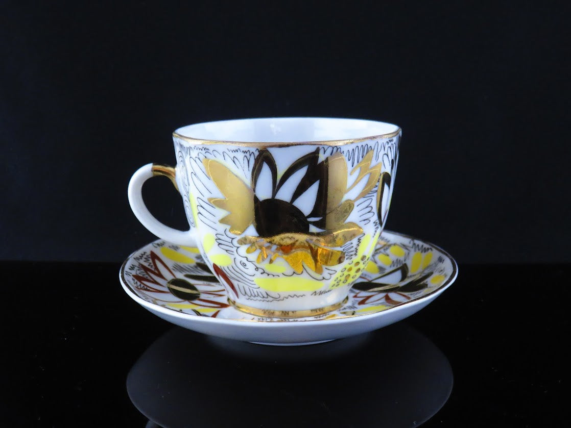 Lomonosov/ロモノーソフ ゴールデンカモミール Larisa Grigoryeva カップ&ソーサー Imperial Porcelain/インペリアルポーセレン [1]