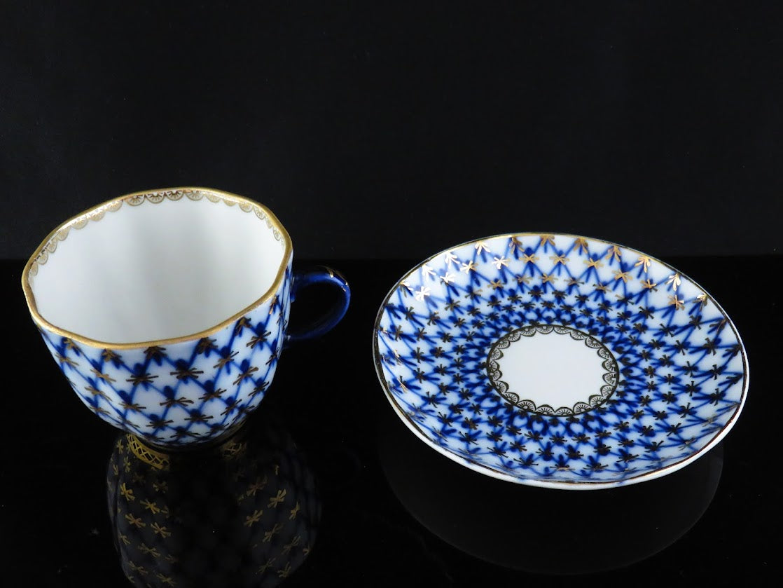 Lomonosov/ロモノーソフ Cobalt Net/コバルトネット Anna Yatskevich カップ&ソーサー Imperial Porcelain/インペリアルポーセレン [1]