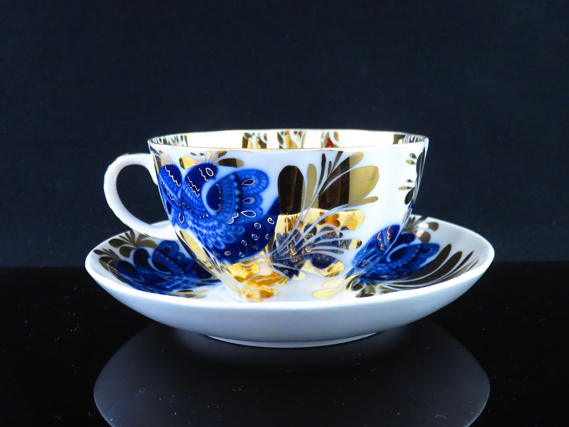 Lomonosov/ロモノーソフ ゴールデンガーデン Nスラヴィナ ティーカップ&ソーサー Imperial Porcelain/インペリアルポーセレン [1]