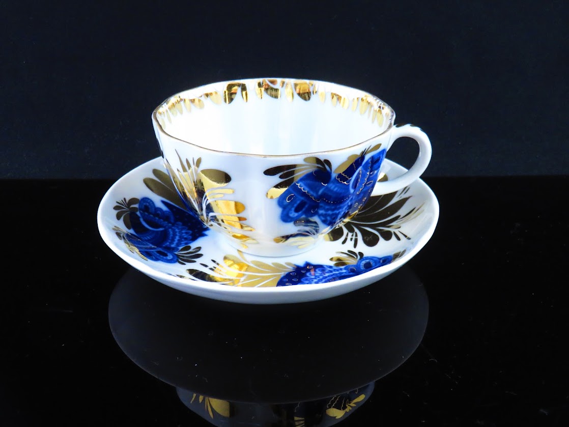 Lomonosov/ロモノーソフ ゴールデンガーデン Nスラヴィナ ティーカップ&ソーサー Imperial Porcelain/インペリアルポーセレン [2]