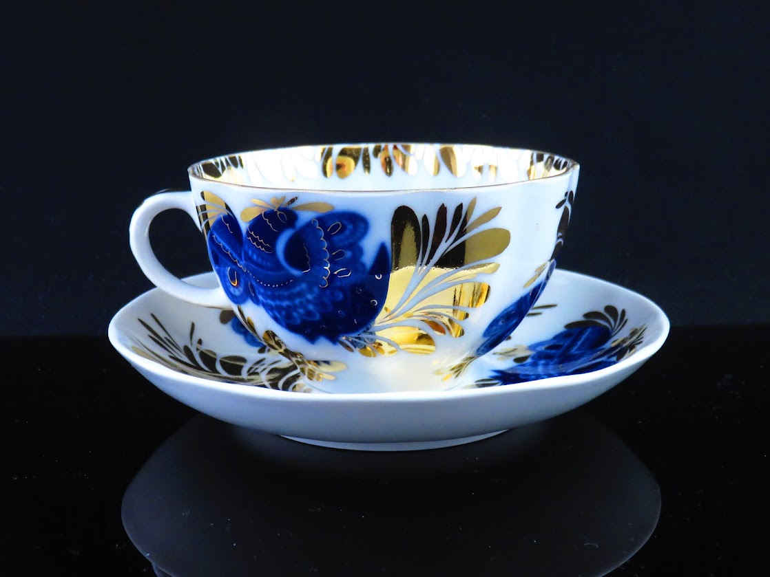 Lomonosov/ロモノーソフ ゴールデンガーデン Nスラヴィナ ティーカップ&ソーサー Imperial Porcelain/インペリアルポーセレン [2]