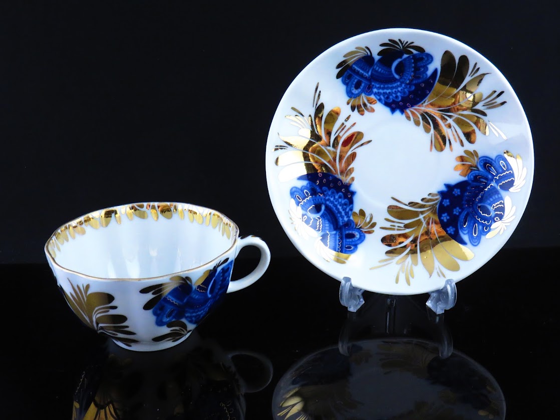 Lomonosov/ロモノーソフ ゴールデンガーデン Nスラヴィナ ティーカップ&ソーサー Imperial Porcelain/インペリアルポーセレン [2]