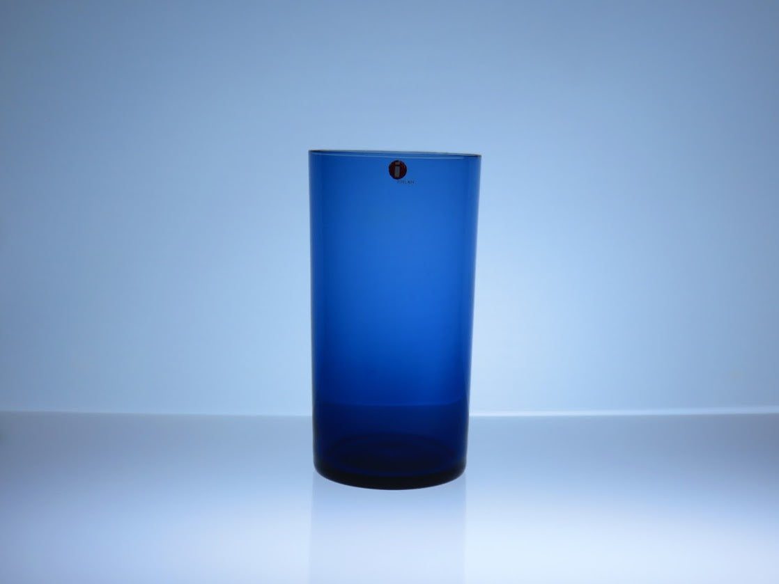 iittala/イッタラ i Line 114 Timo Sarpaneva/ティモサルパネヴァ タンブラー グラス H12cm ブランドシール付き ブルー [1]