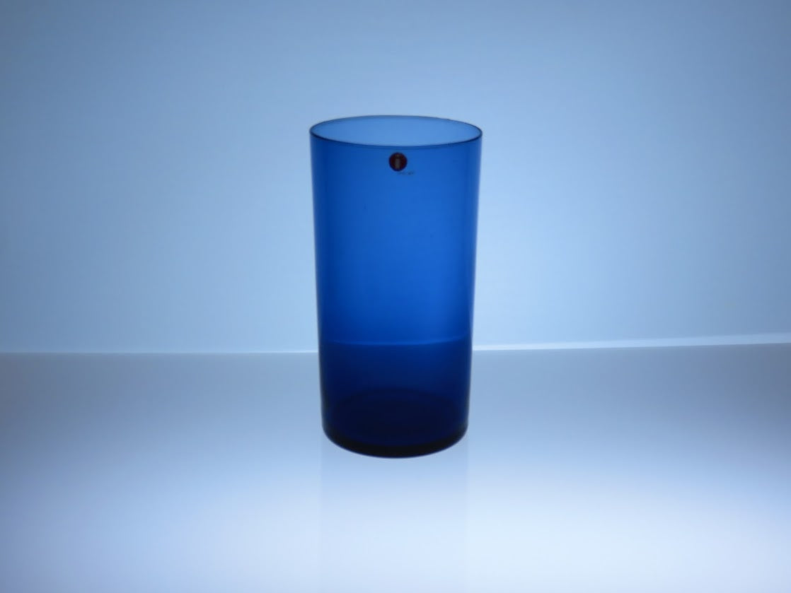 iittala/イッタラ i Line 114 Timo Sarpaneva/ティモサルパネヴァ タンブラー グラス H12cm ブランドシール付き ブルー [1]