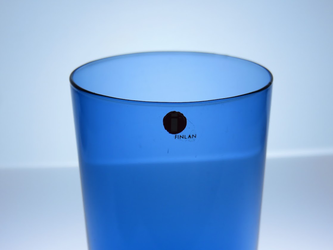 iittala/イッタラ i Line 114 Timo Sarpaneva/ティモサルパネヴァ タンブラー グラス H12cm ブランドシール付き ブルー [1]
