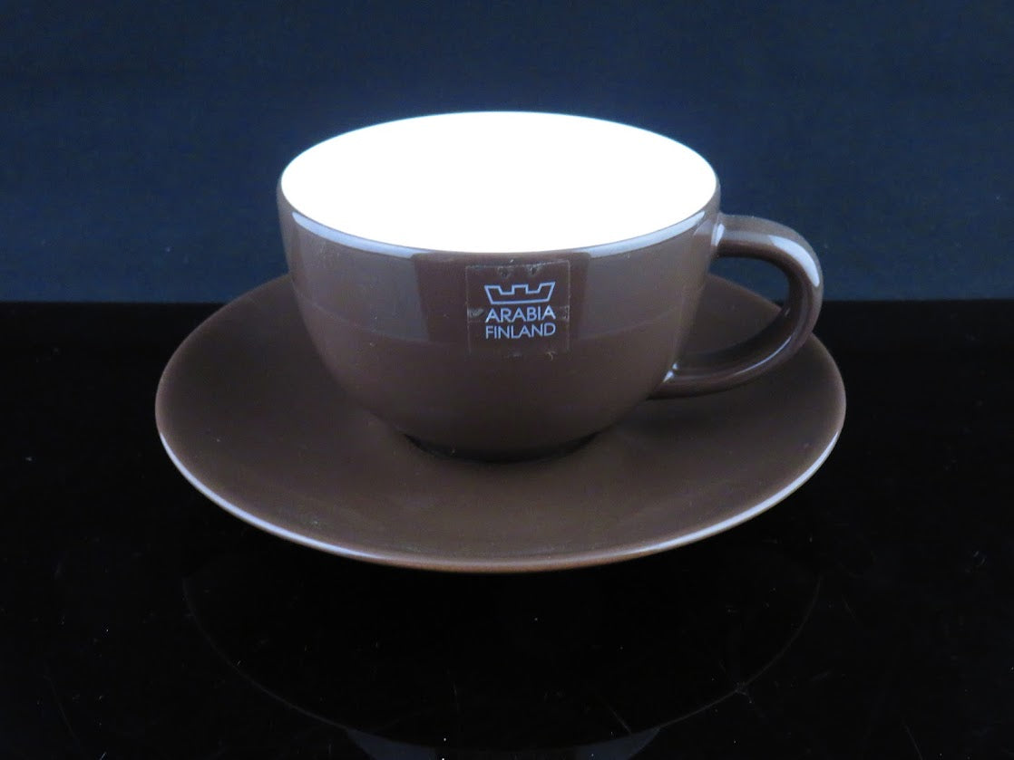 ARABIA/アラビア 24h ティーカップ&ソーサー ダークブラウン こげ茶 艶あり Heikki Orvola/ヘイッキオルヴォラ ブランドシール付き [2]