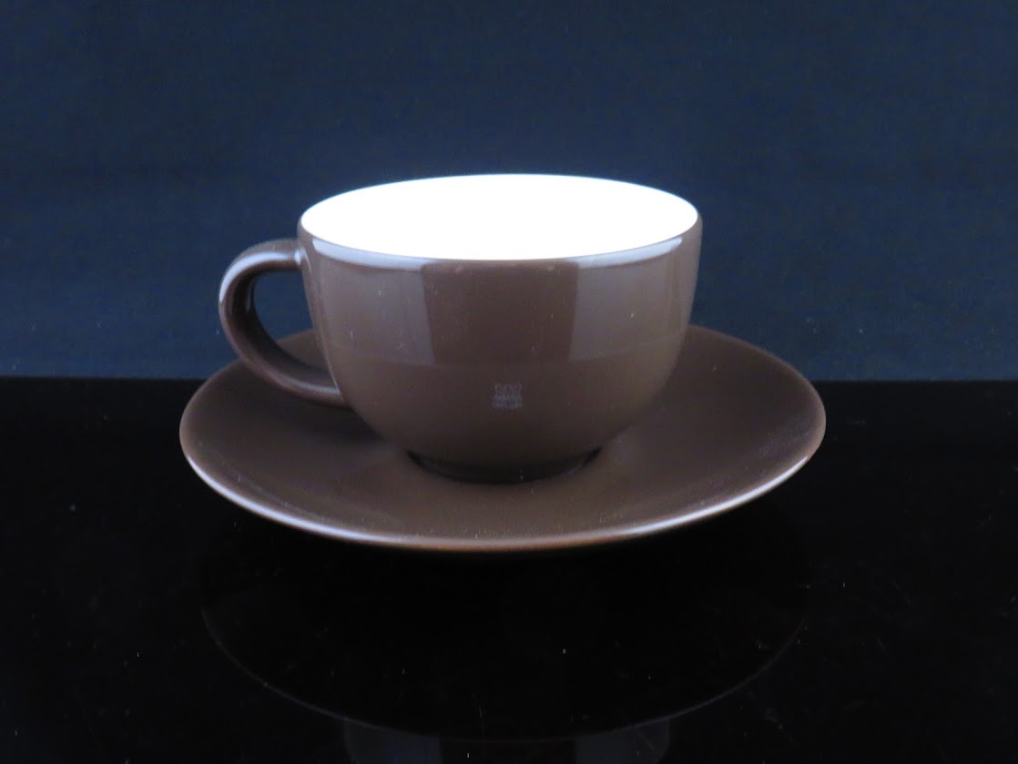 ARABIA/アラビア 24h ティーカップ&ソーサー ダークブラウン こげ茶 艶あり Heikki Orvola/ヘイッキオルヴォラ ブランドシール付き [2]