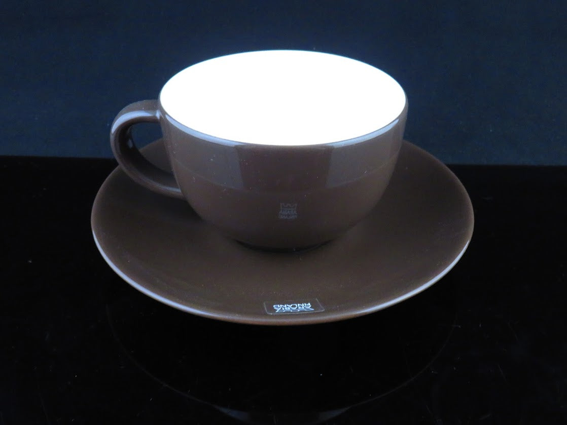 ARABIA/アラビア 24h ティーカップ&ソーサー ダークブラウン こげ茶 艶あり Heikki Orvola/ヘイッキオルヴォラ ブランドシール付き [2]