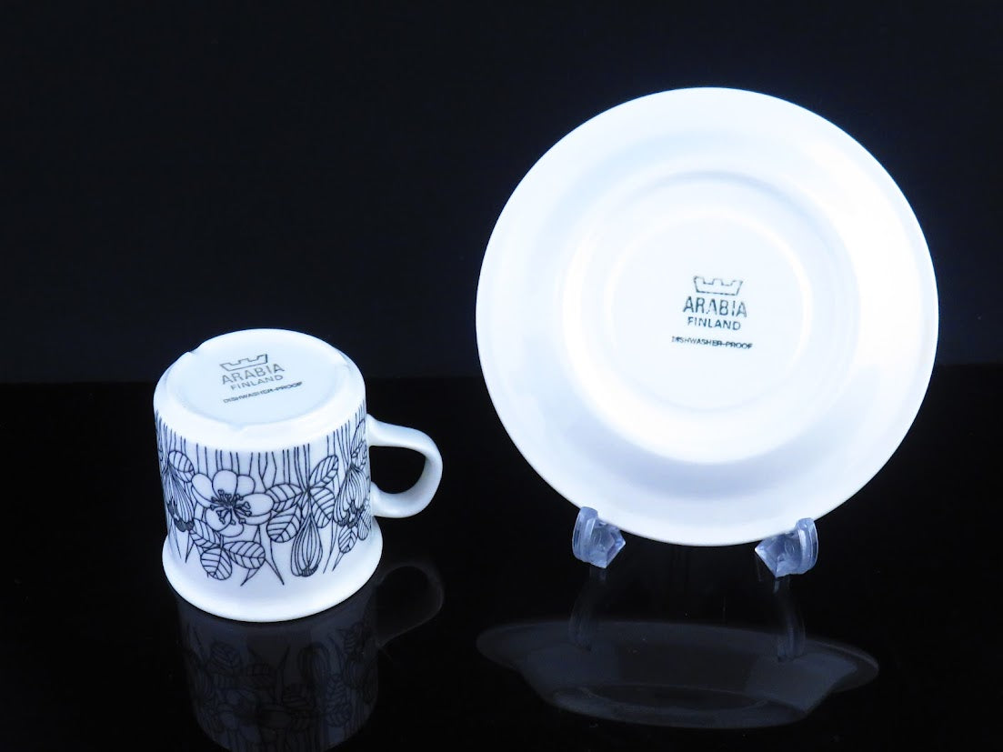 ARABIA/アラビア Krokus/クロッカス カップ&ソーサー Esteri Tomula/エステリトムラ 中 モノトーン [2]