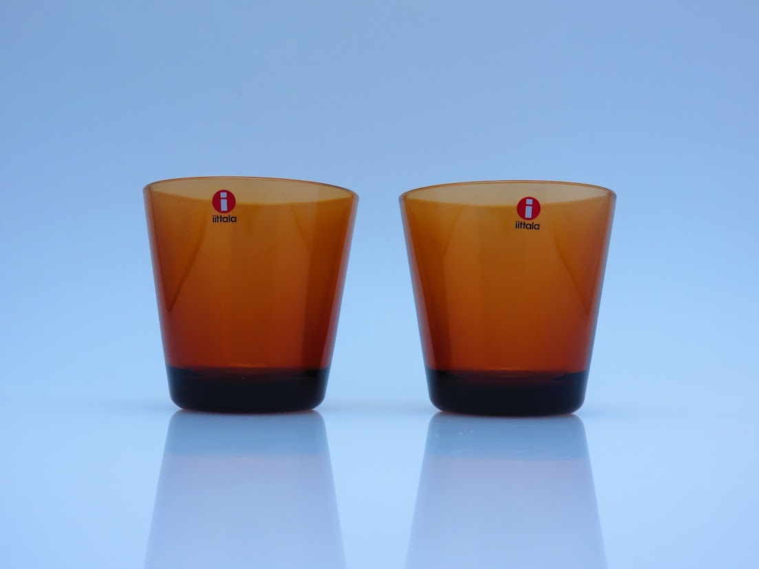 廃盤 コッパー iittala/イッタラ KARTIO/カルティオ Kaj Franck/カイフランク グラス タンブラー 2個セット H8cm 2014年クリスマス限定色 Copper  [1]