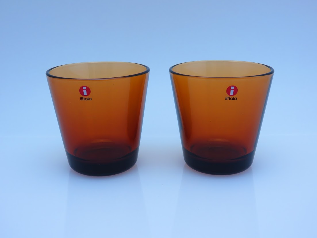 廃盤 コッパー iittala/イッタラ KARTIO/カルティオ Kaj Franck/カイフランク グラス タンブラー 2個セット H8cm 2014年クリスマス限定色 Copper  [1]