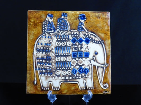 Gustavsberg/グスタフスベリ Lisa Larson/リサラーソン UNIK Elefant/ゾウ 陶板