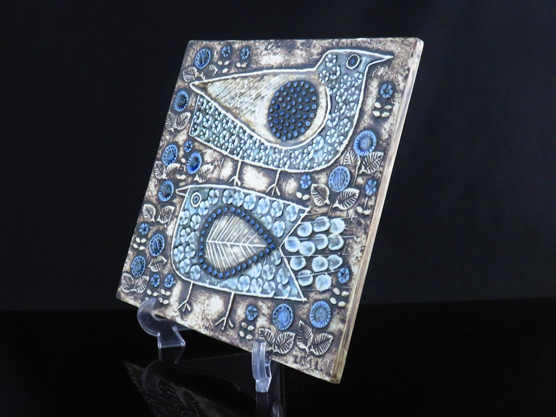 Gustavsberg/グスタフスベリ Lisa Larson/リサラーソン UNIK FAGLAR/2羽の鳥 陶板