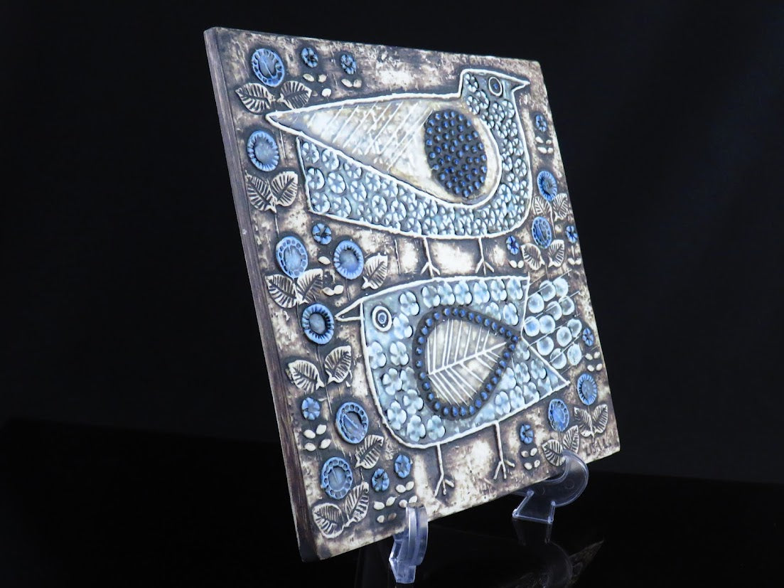 Gustavsberg/グスタフスベリ Lisa Larson/リサラーソン UNIK FAGLAR/2羽の鳥 陶板