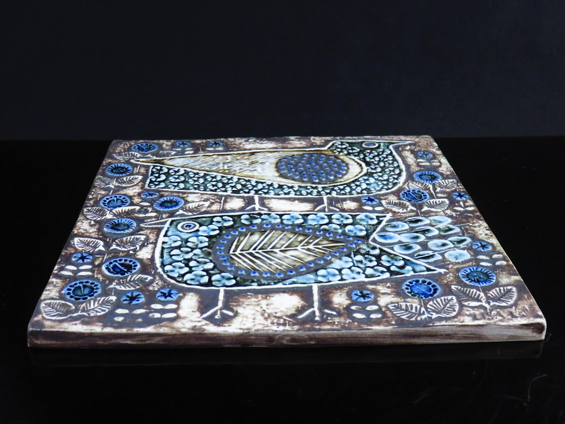 Gustavsberg/グスタフスベリ Lisa Larson/リサラーソン UNIK FAGLAR/2羽の鳥 陶板