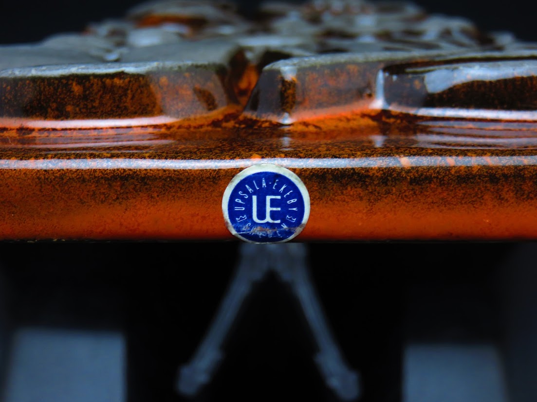 Upsala Ekeby/ウプサラエクビー Fleur/フルール お花の陶板 オレンジ Berit Ternell/ベリットターネル ブランドシール付き