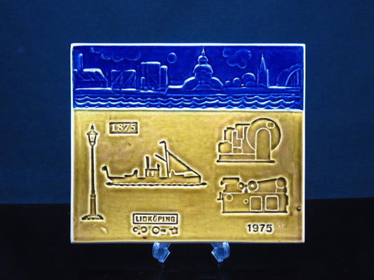 Rorstrand/ロールストランド Carl-Harry Stalhane/カールハリースタルハーネ Lidkopings Mekaniska Verkstads AB設立100年記念 陶板