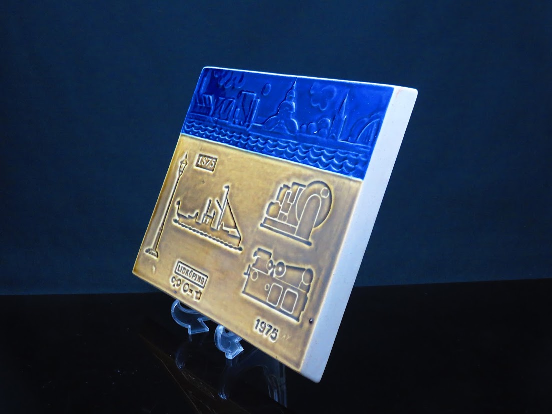 Rorstrand/ロールストランド Carl-Harry Stalhane/カールハリースタルハーネ Lidkopings Mekaniska Verkstads AB設立100年記念 陶板