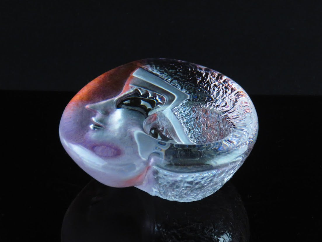 MALERAS/モーレロース Mats Jonasson/マッツジョナサン Mask/女性の顔 クリスタルガラス ブランドシール付き キャンドルホルダー