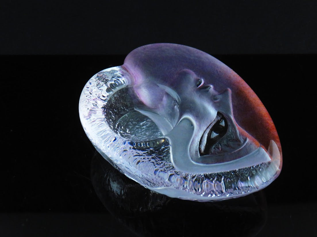 MALERAS/モーレロース Mats Jonasson/マッツジョナサン Mask/女性の顔 クリスタルガラス ブランドシール付き キャンドルホルダー