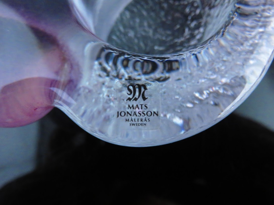 MALERAS/モーレロース Mats Jonasson/マッツジョナサン Mask/女性の顔 クリスタルガラス ブランドシール付き キャンドルホルダー