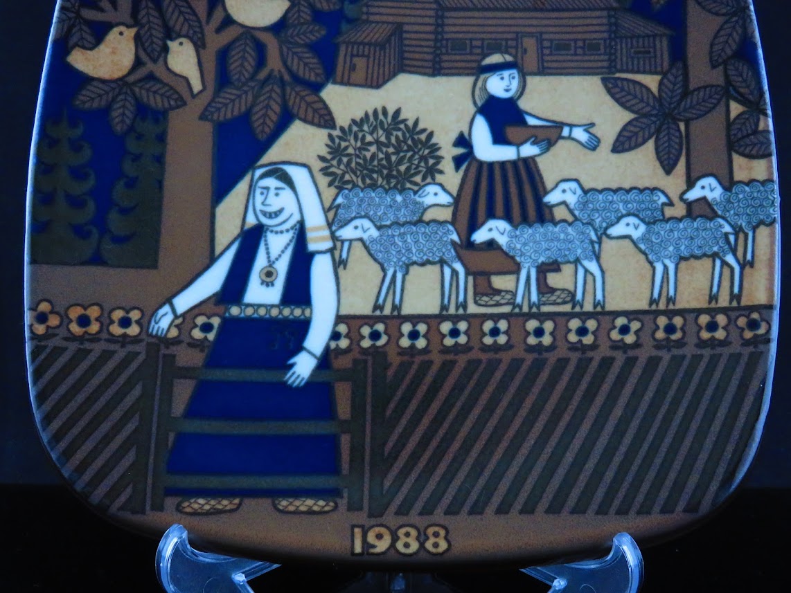 ARABIA/アラビア KALEVALA/カレワラ Raija Uosikkinen/ライヤウオシッキネン 1988 ウォールプレート 飾りプレート 絵皿