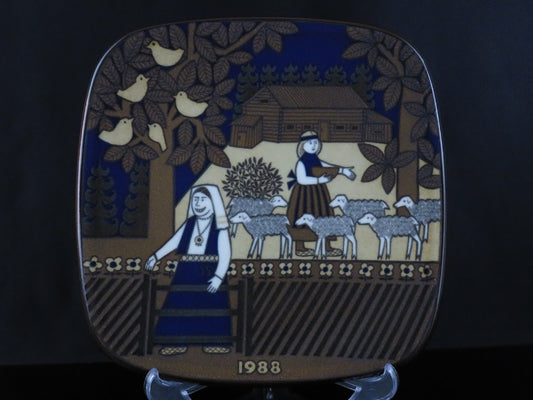 ARABIA/アラビア KALEVALA/カレワラ Raija Uosikkinen/ライヤウオシッキネン 1988 ウォールプレート 飾りプレート 絵皿 箱付き