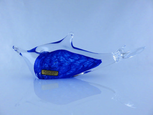 Mantorp/マントルプ イルカ 置物 クリスタルガラス HAND MADE ブルー ブランドシール付き