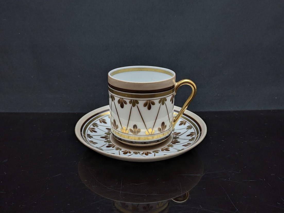 ARABIA/アラビア OCモデル デミタスカップ＆ソーサー ブラウン×ゴールド クローバー hand-painted [2]