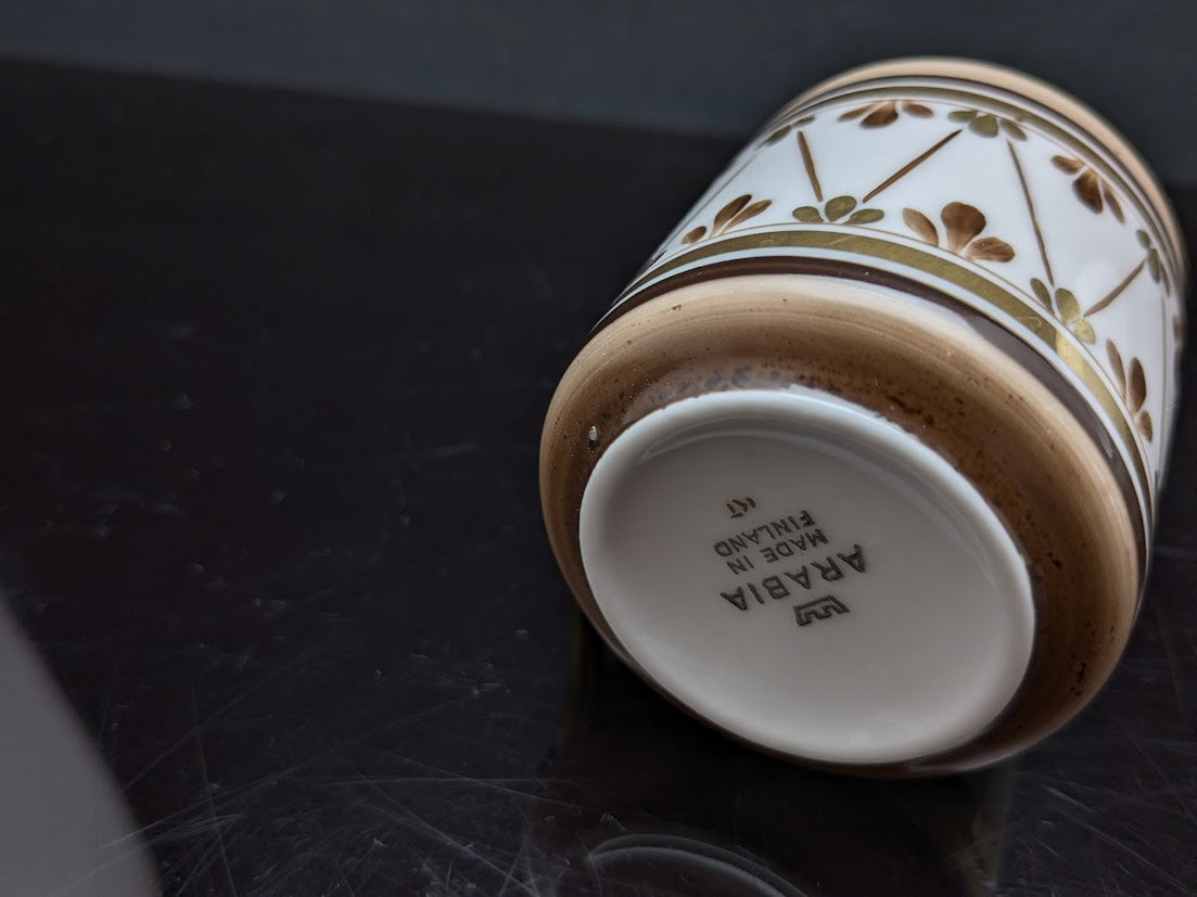 ARABIA/アラビア OCモデル デミタスカップ＆ソーサー ブラウン×ゴールド クローバー hand-painted [2]