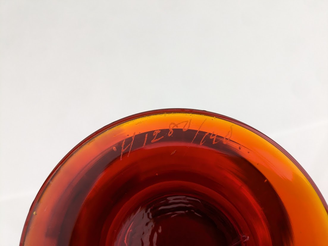 Boda/ボダ Erik Hoglund/エリックホグラン 赤 レッド カットサインあり コブレット フラワーベース ベース 花瓶 H14cm