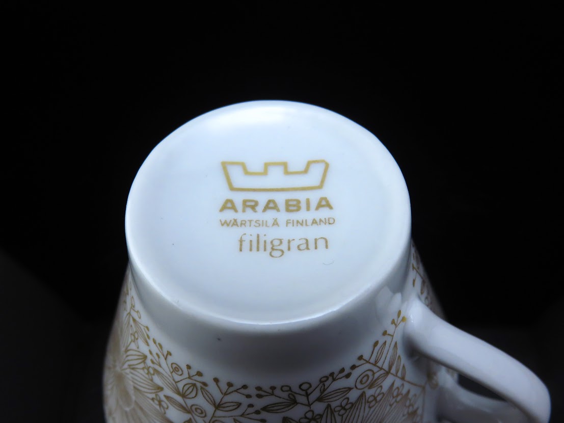 ARABIA/アラビア Filigran/フィリグラン Raija Uosikkinen/ライヤ・ウオシッキネン コーヒーカップ&ソーサー 超美品[1]