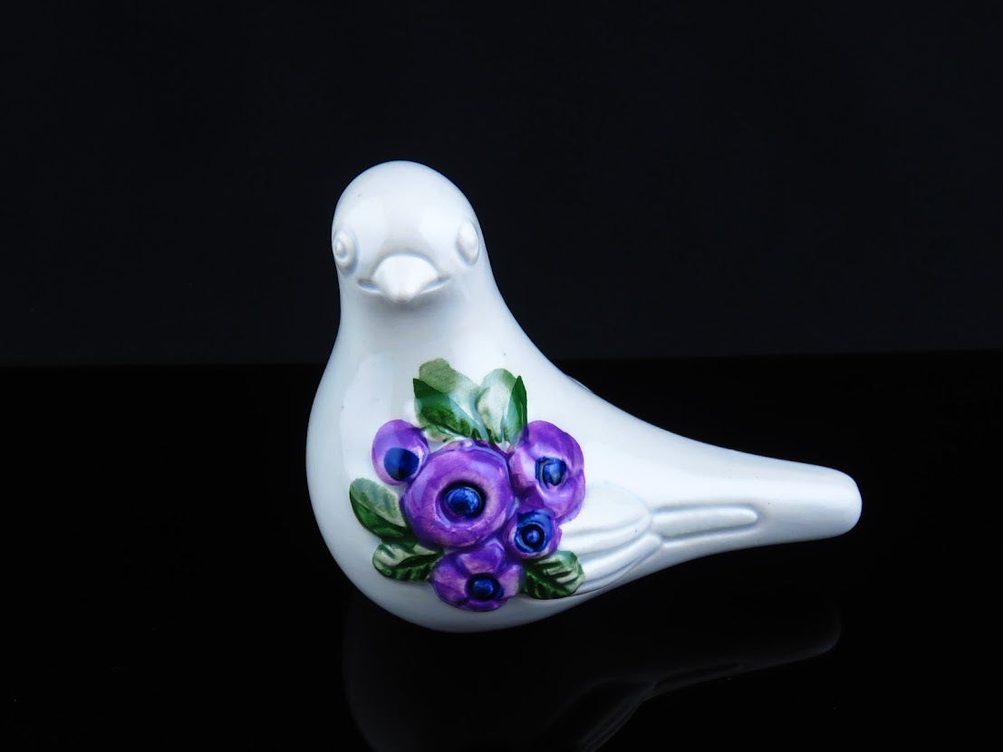 DECO/デコ Rosa Ljung/ローサユング 鳥 花柄 白×パープル 置物 – 北欧 